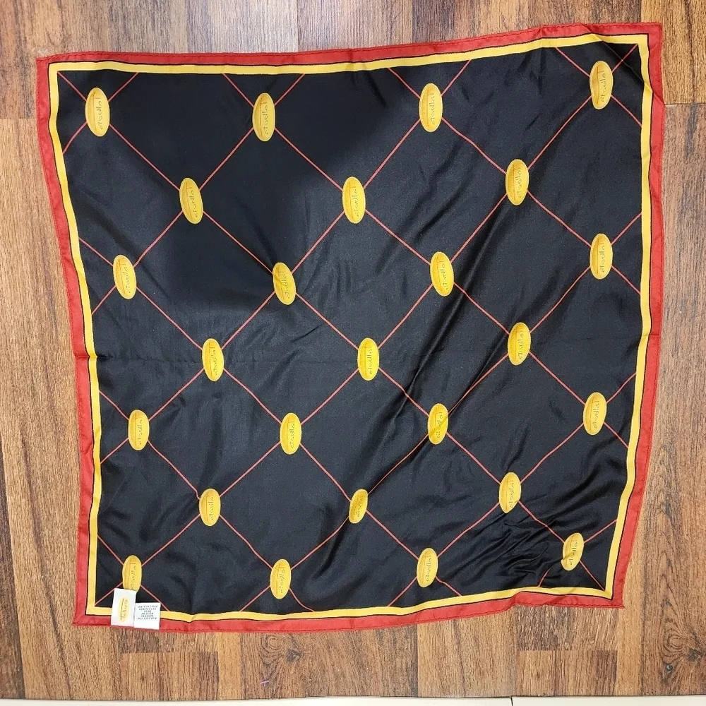 Talbots Women's Silk Elegant Black and Red  Squared Scarf